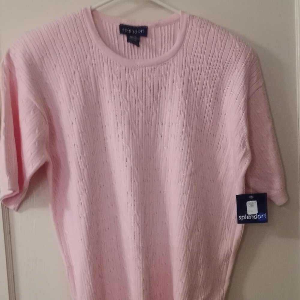 Vintage Pink Splendor! 100% Cotton Womens Sweater Top size XL